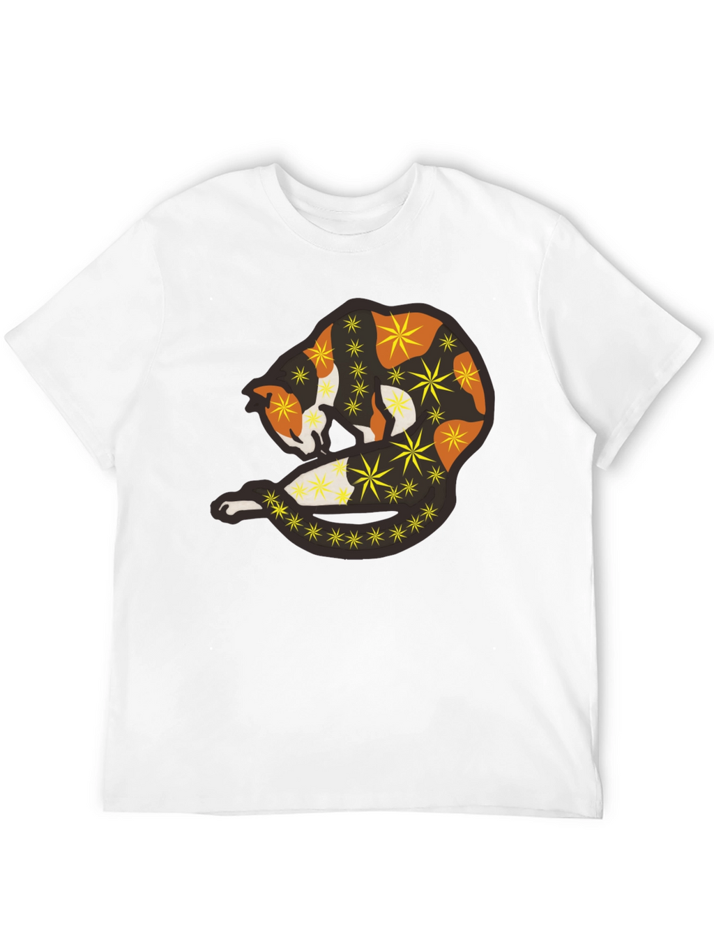 Abstract Cat Starry Graphic Tee - Black Unisex Shirt