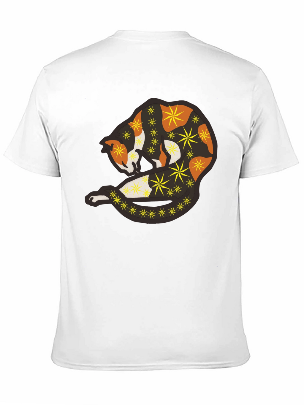Abstract Cat Starry Graphic Tee - Black Unisex Shirt