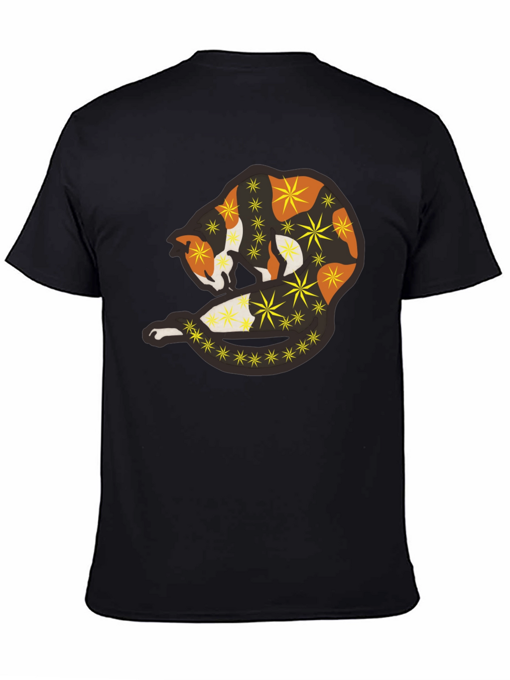 Abstract Cat Starry Graphic Tee - Black Unisex Shirt