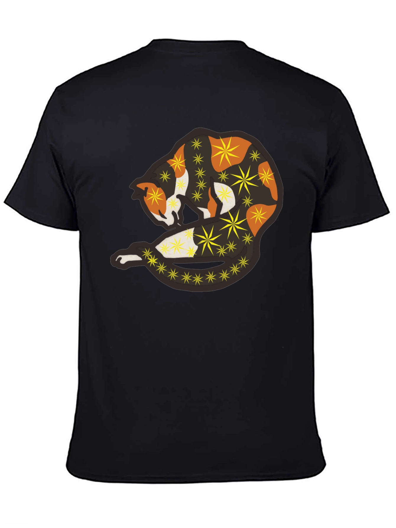 Abstract Cat Starry Graphic Tee - Black Unisex Shirt