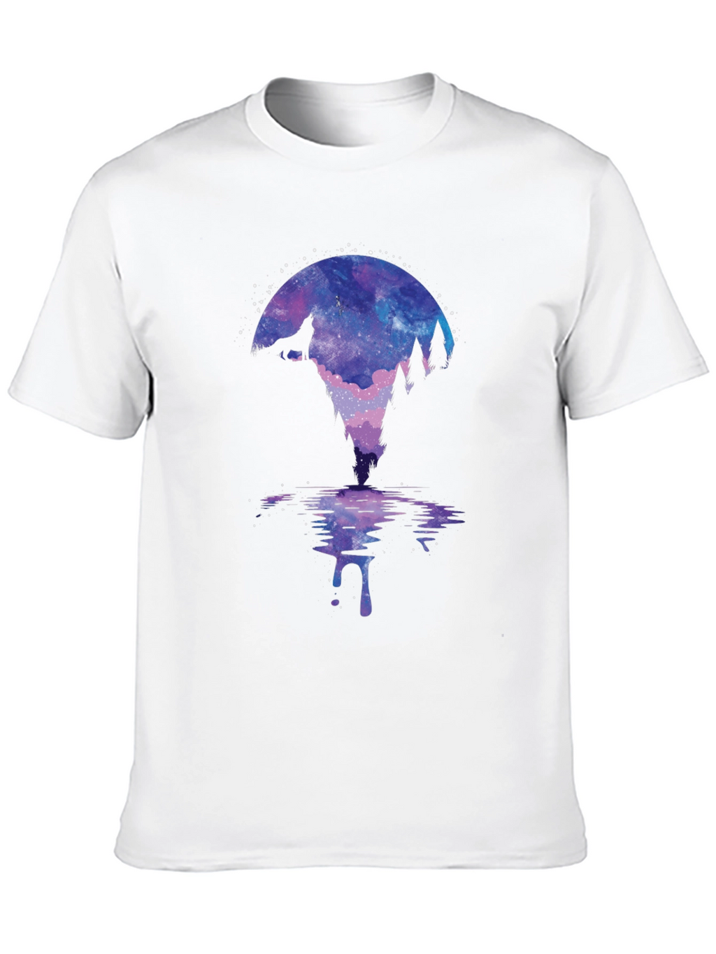 Wolf Galaxy Print Black T-Shirt