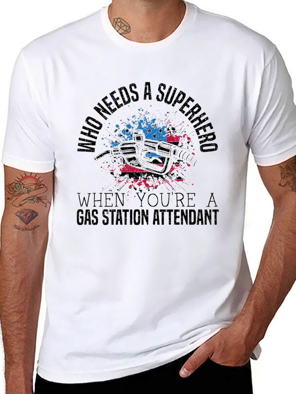Gas Station Attendant Superhero T-Shirt