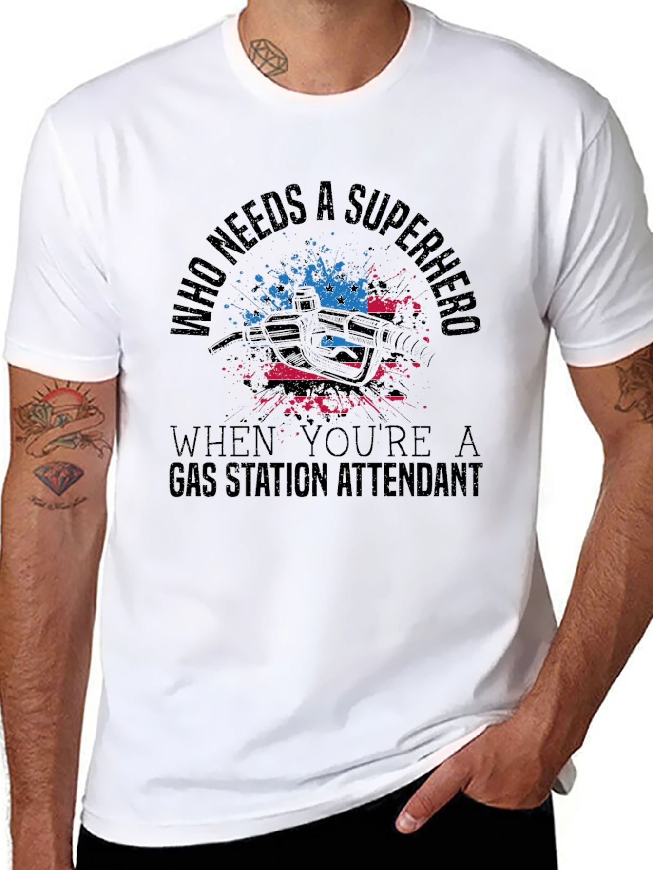 Gas Station Attendant Superhero T-Shirt