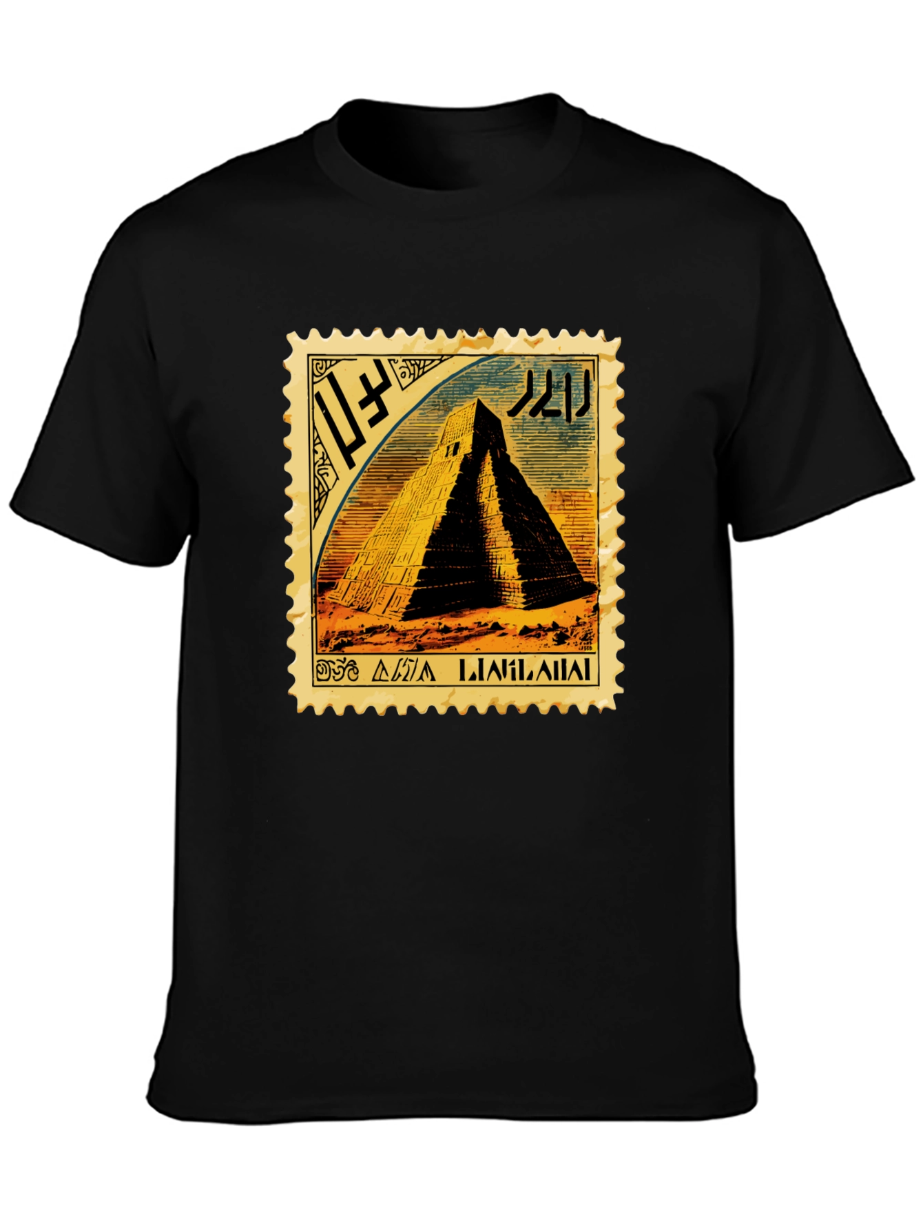 Vintage Aztec Pyramid Stamp Design T-Shirt
