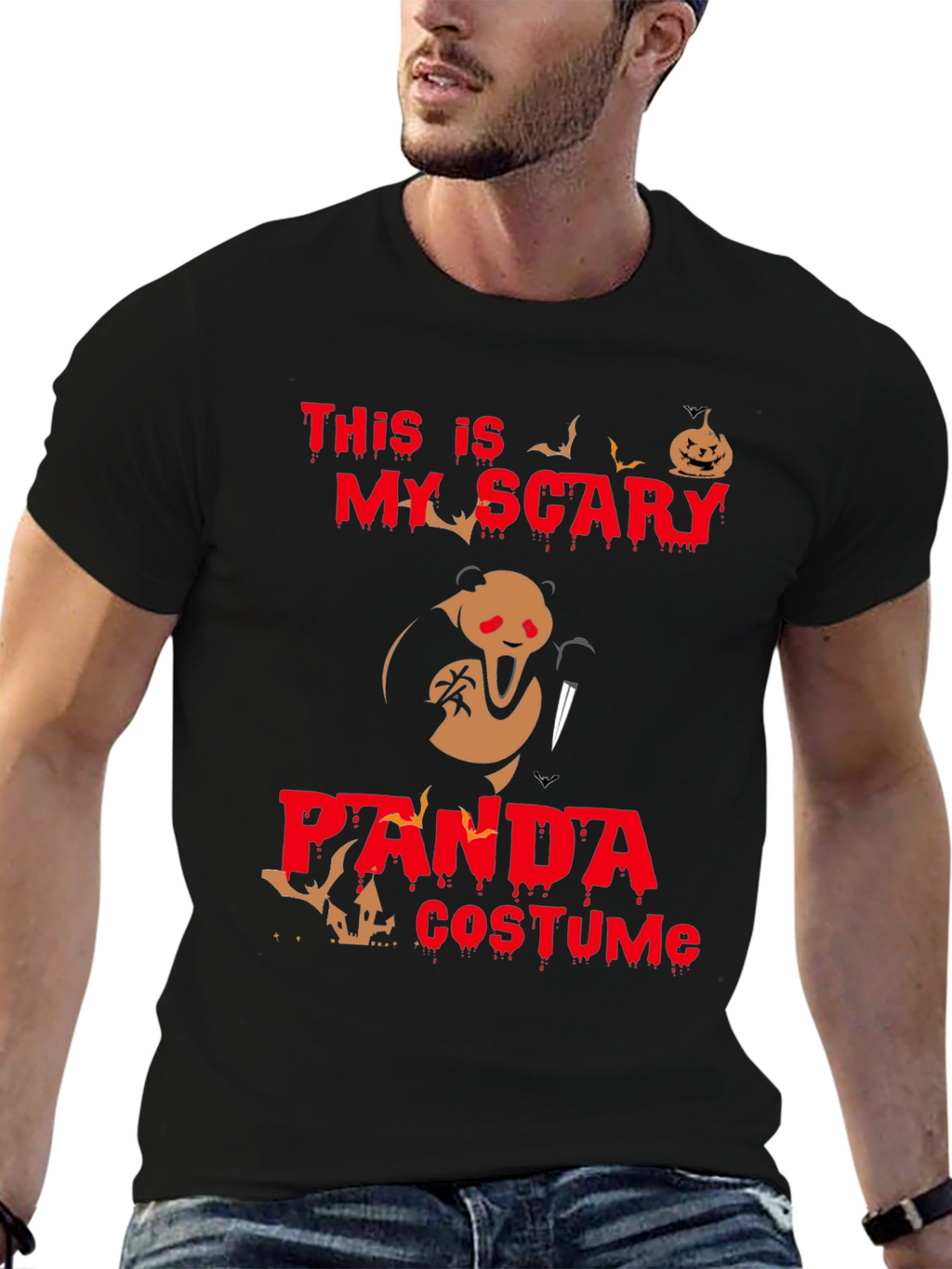 Scary Panda Costume Halloween T-Shirt