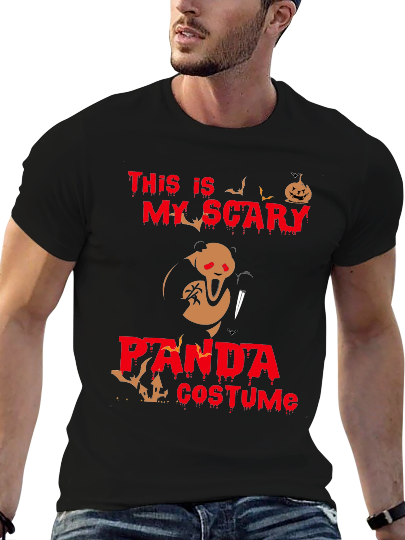Scary Panda Costume Halloween T-Shirt