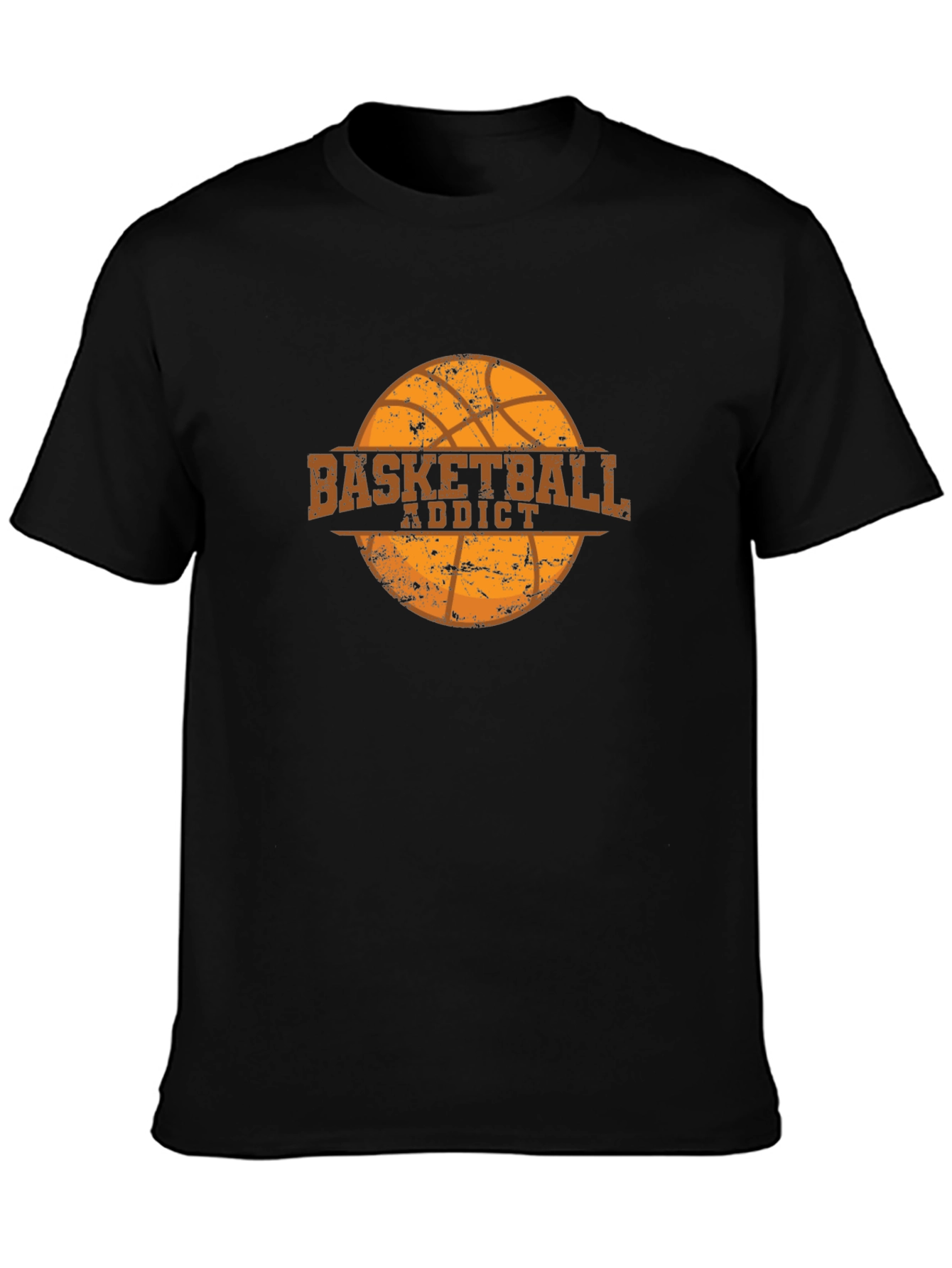 Basketball Addict Graphic Tee - Black Cotton T-Shirt