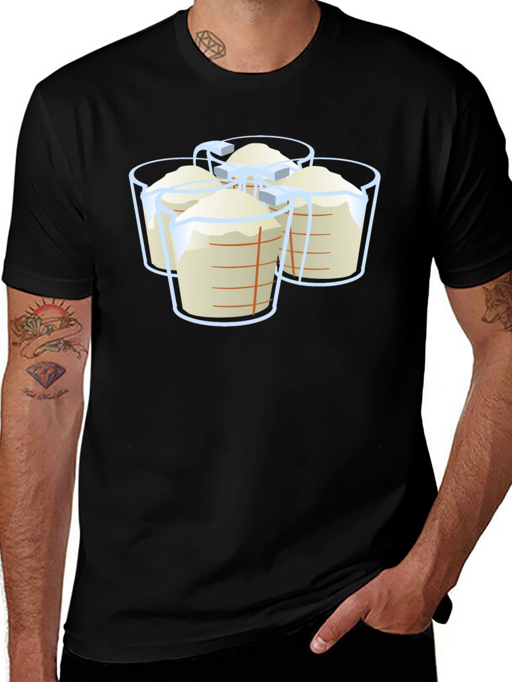Measuring Cups Graphic T-Shirt - Black Casual Wear