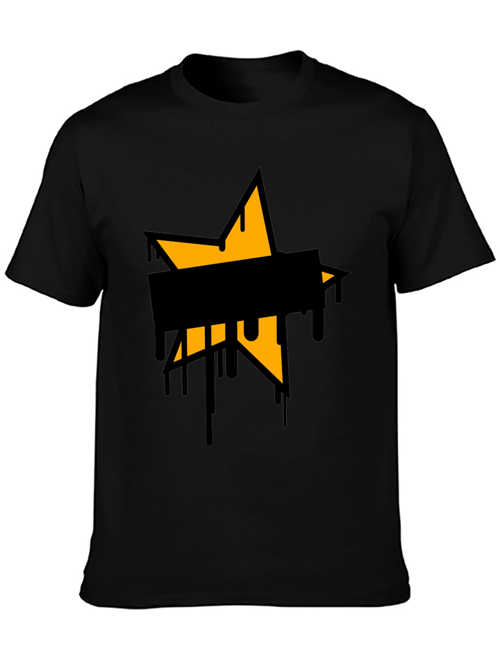Mens Black T-Shirt with Star Graphic