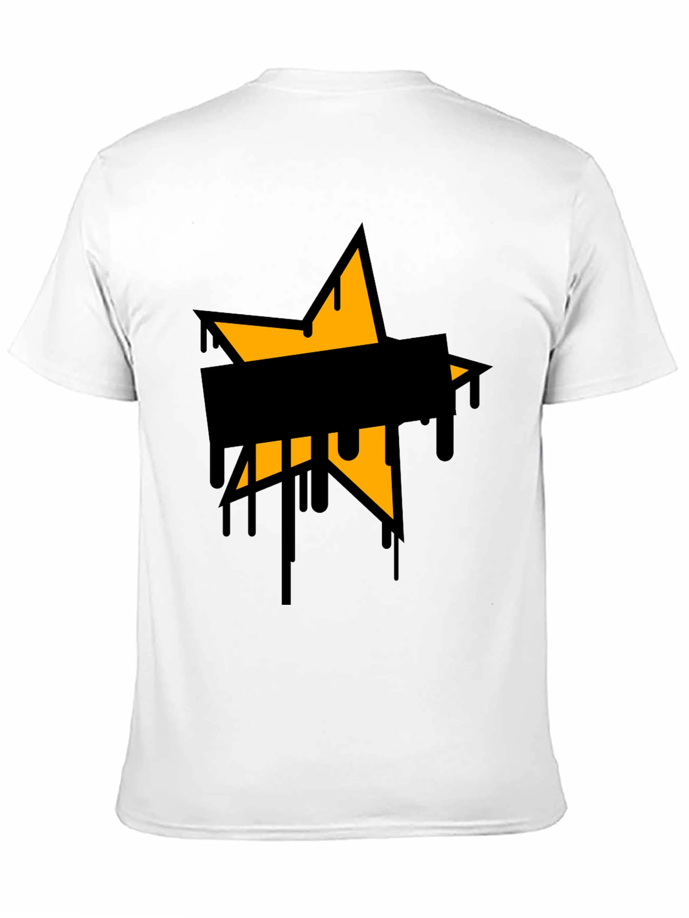 Mens Black T-Shirt with Star Graphic