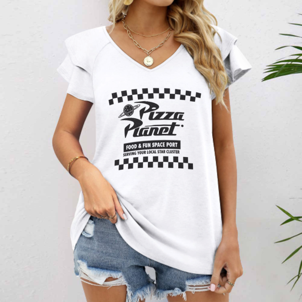 Pizza Planet Retro Graphic Tee – Space Arcade & Vintage Pizza Lover Shirt(z804)