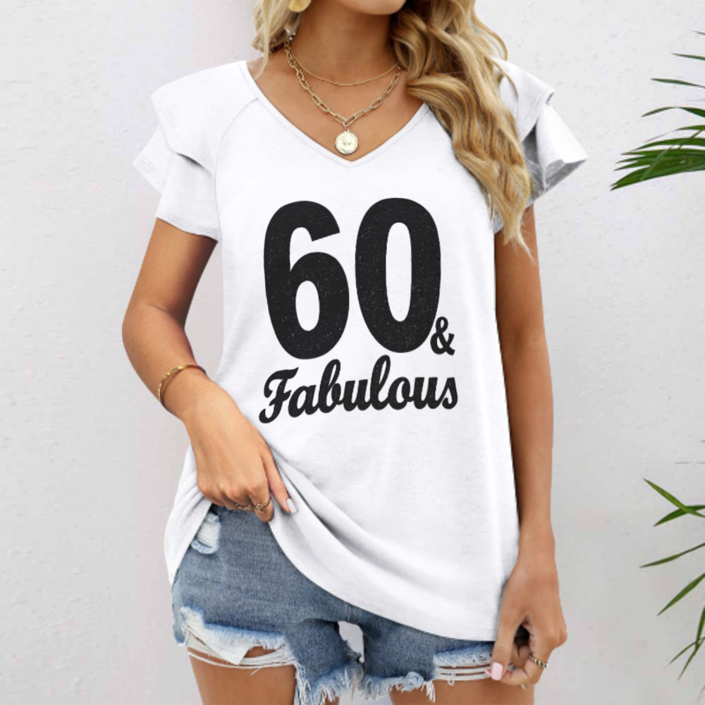 60 & Fabulous Birthday Graphic Tee – Fun Milestone Birthday Shirt for Women(z805)