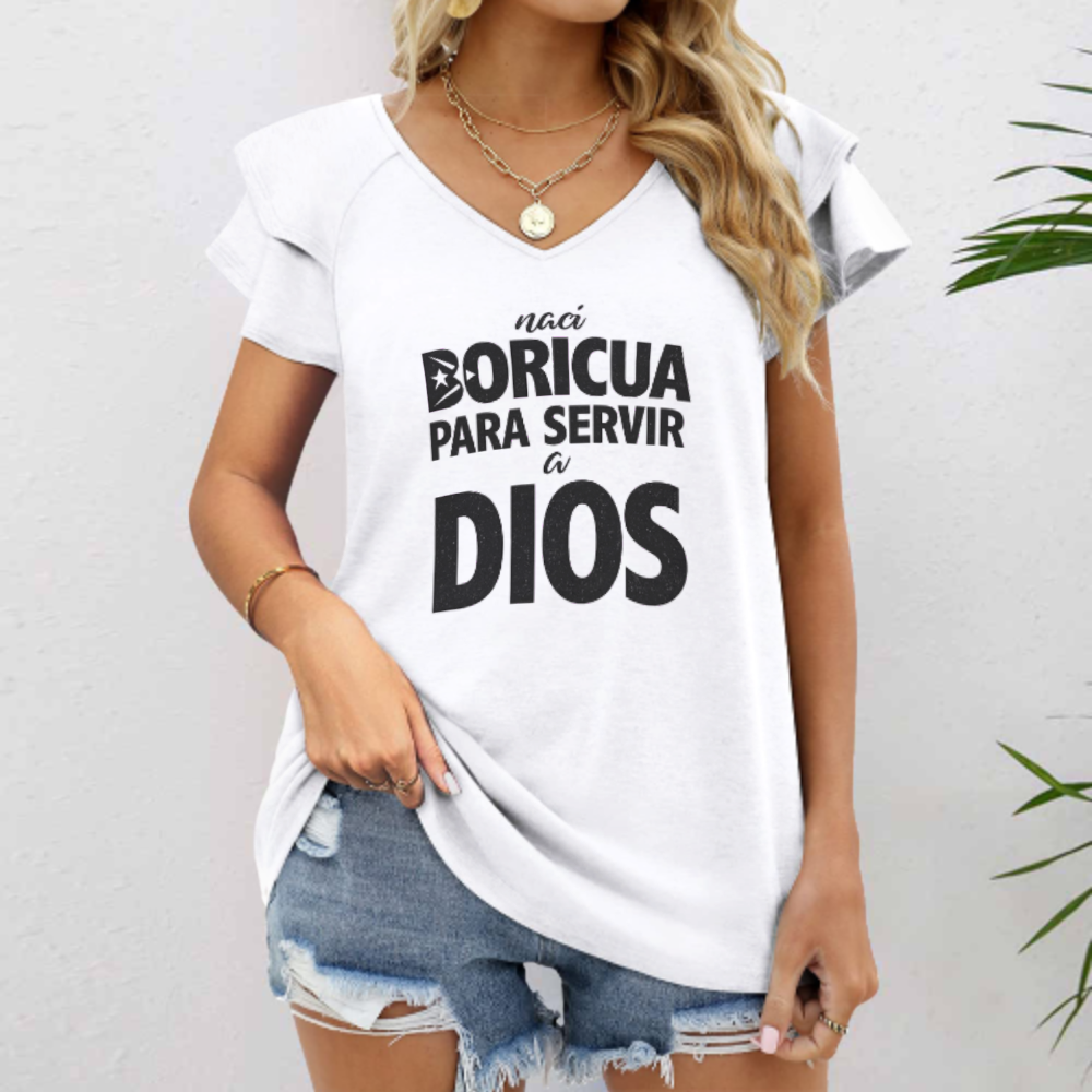 Nací Boricua Para Servir A Dios Faith Graphic Tee – Puerto Rican Christian Shirt for Women(z807)