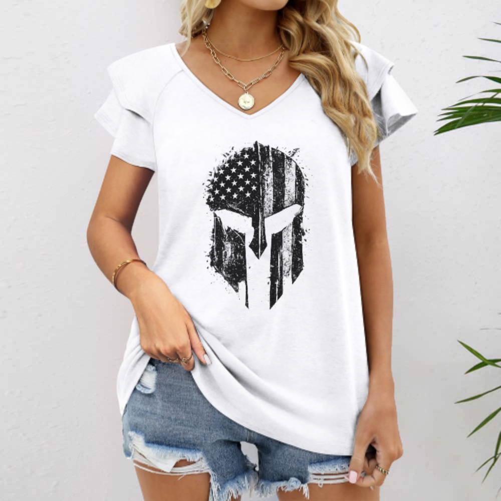 Vintage Spartan Helmet American Flag Graphic Tee – Patriotic Warrior Style Shirt for Men & Women(z803)