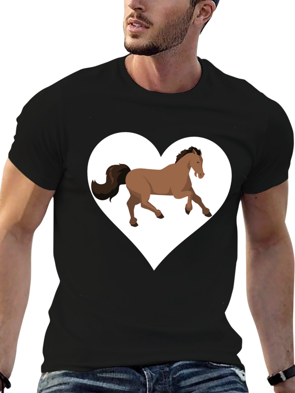 Horse Love T-Shirt - Black Cotton Graphic Tee