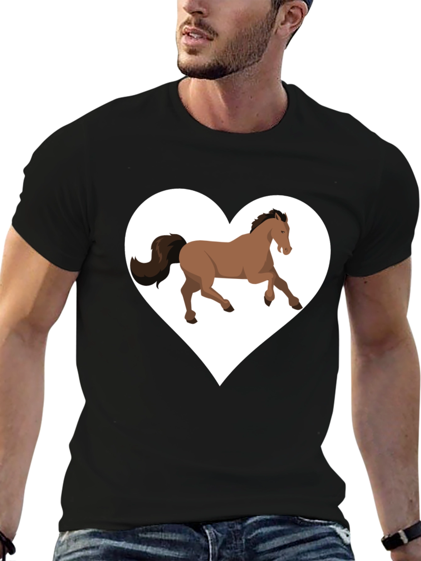 Horse Love T-Shirt - Black Cotton Graphic Tee