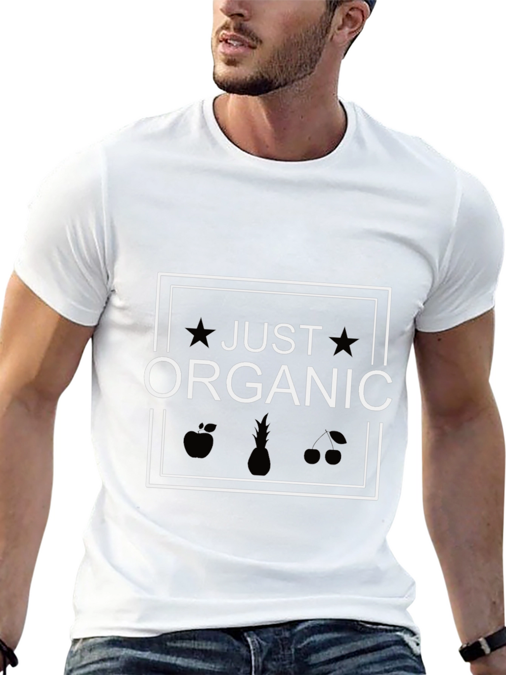 Just Organic Graphic Tee - Black Cotton T-Shirt