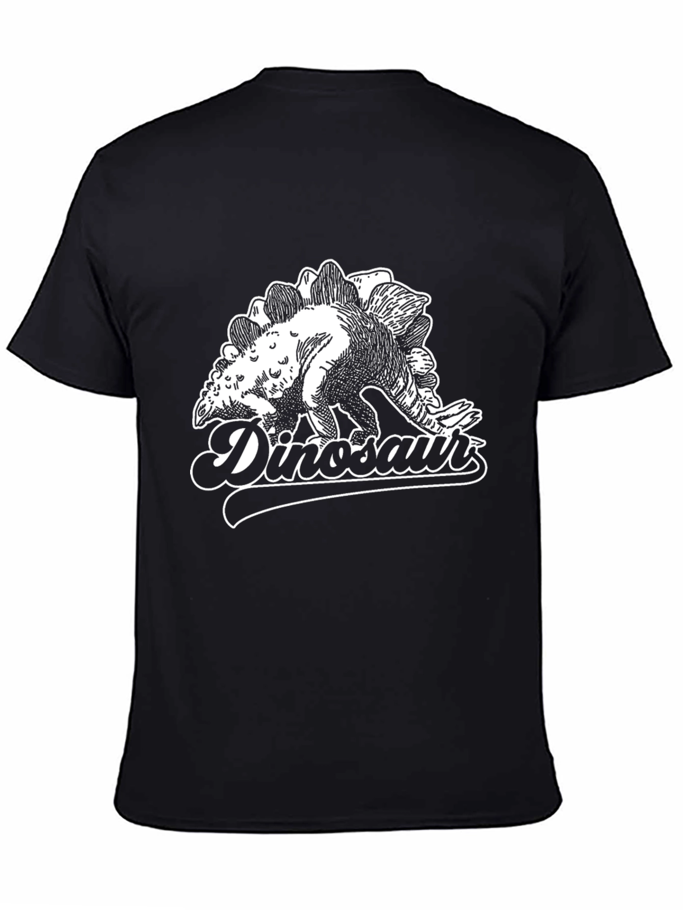 Dinosaur Graphic Tee - Stegosaurus Mens Black T-Shirt