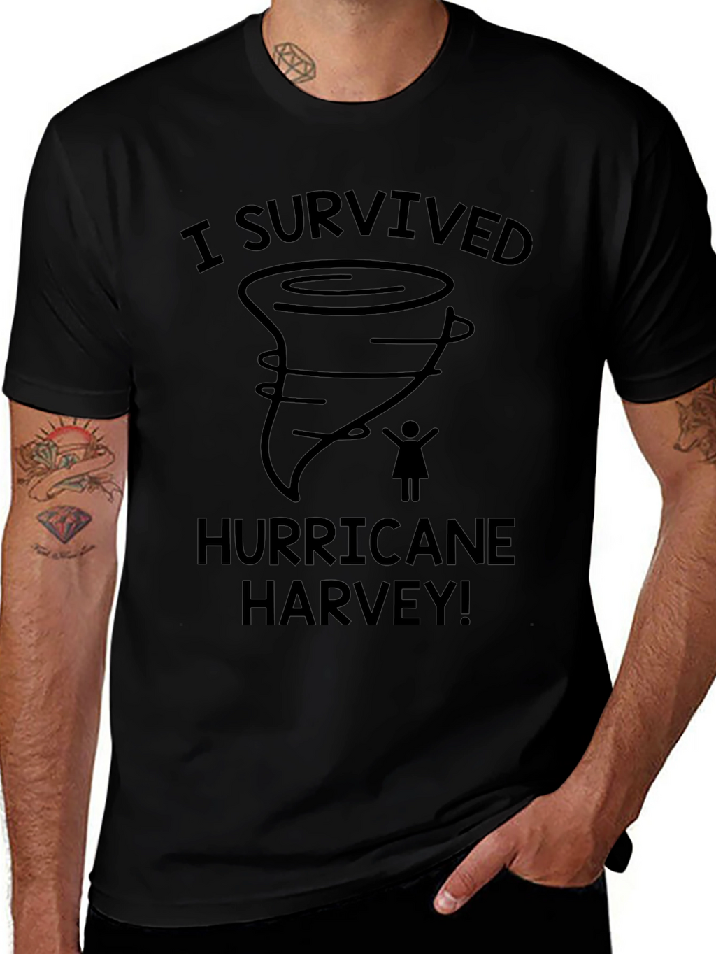 I Survived Hurricane Harvey Black T-Shirt