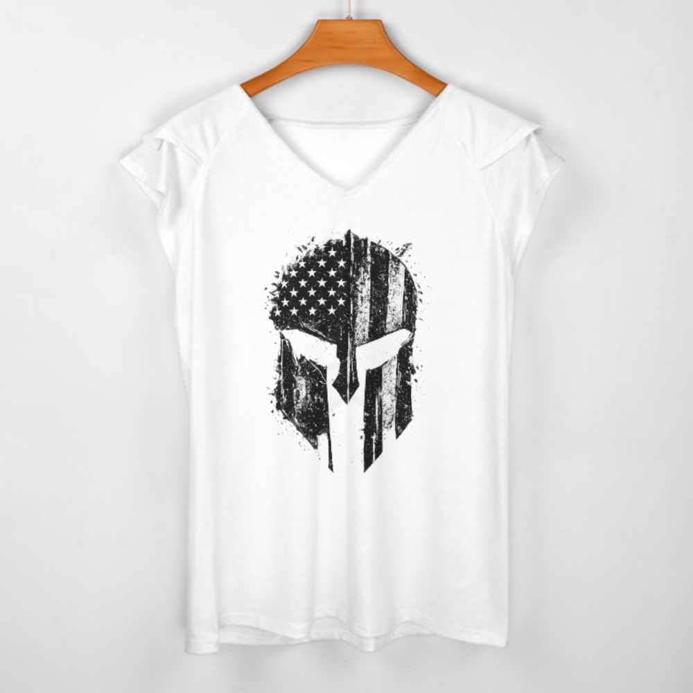 Vintage Spartan Helmet American Flag Graphic Tee – Patriotic Warrior Style Shirt for Men & Women(z803)