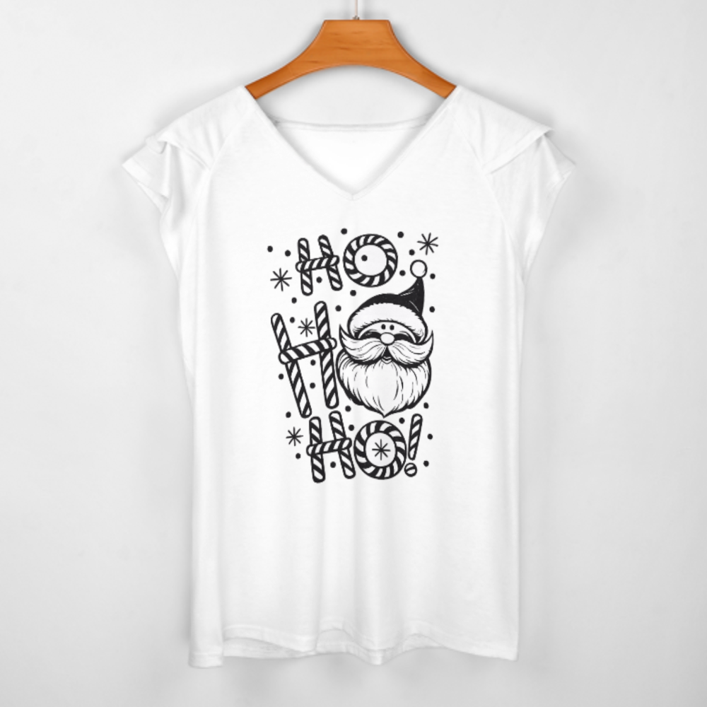 Ho Ho Ho Santa Christmas Graphic Tee – Cute Holiday Candy Cane Shirt for Women(z806)