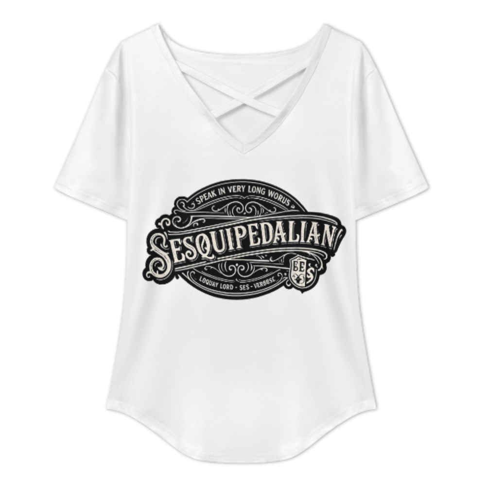 Sesquipedalian Vintage Typography V-Neck Tee – Retro Word Lover Graphic Shirt(z789)