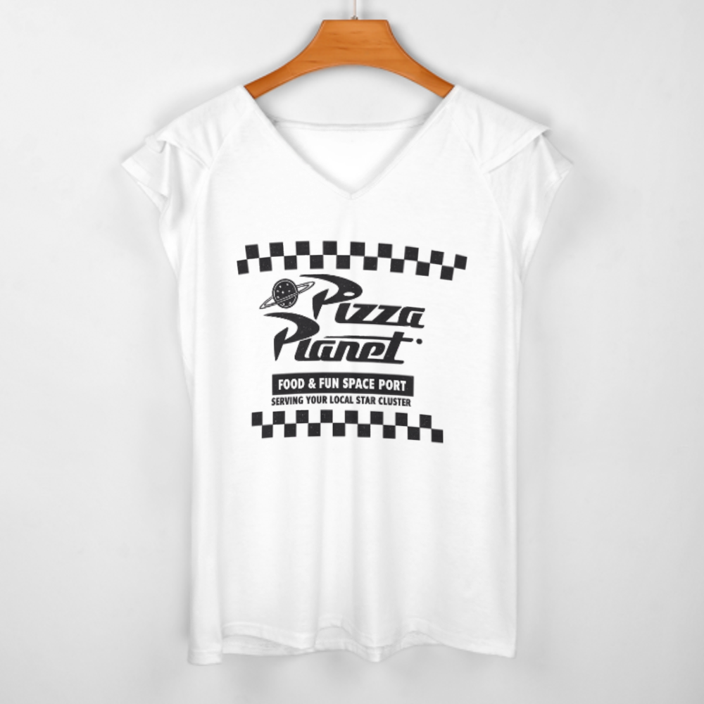Pizza Planet Retro Graphic Tee – Space Arcade & Vintage Pizza Lover Shirt(z804)