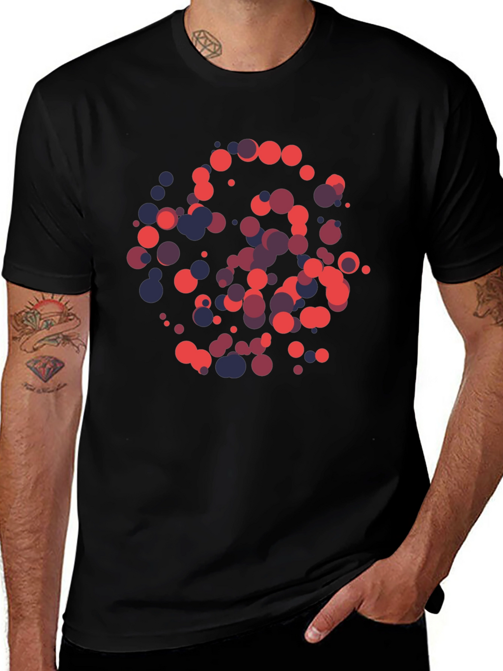 Abstract Circle Pattern Black T-Shirt