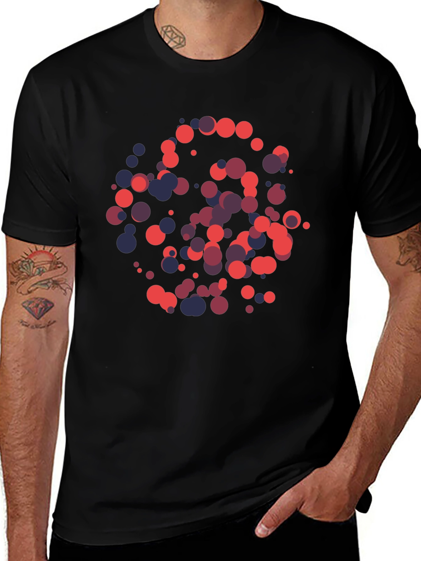 Abstract Circle Pattern Black T-Shirt