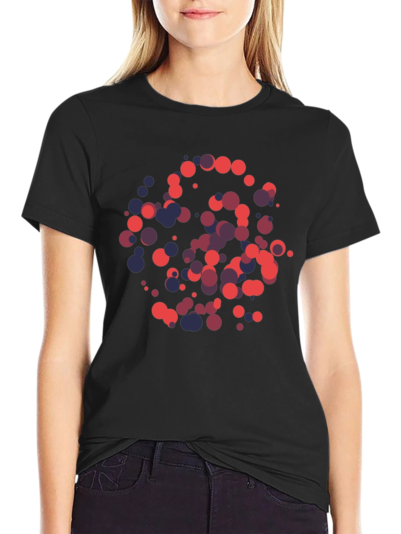 Abstract Circle Pattern Black T-Shirt