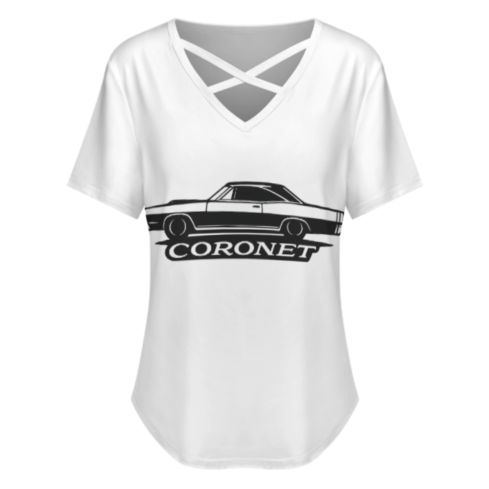Vintage Coronet Muscle Car Graphic V-Neck Tee – Classic American Car Lover Casual Shirt(z781)