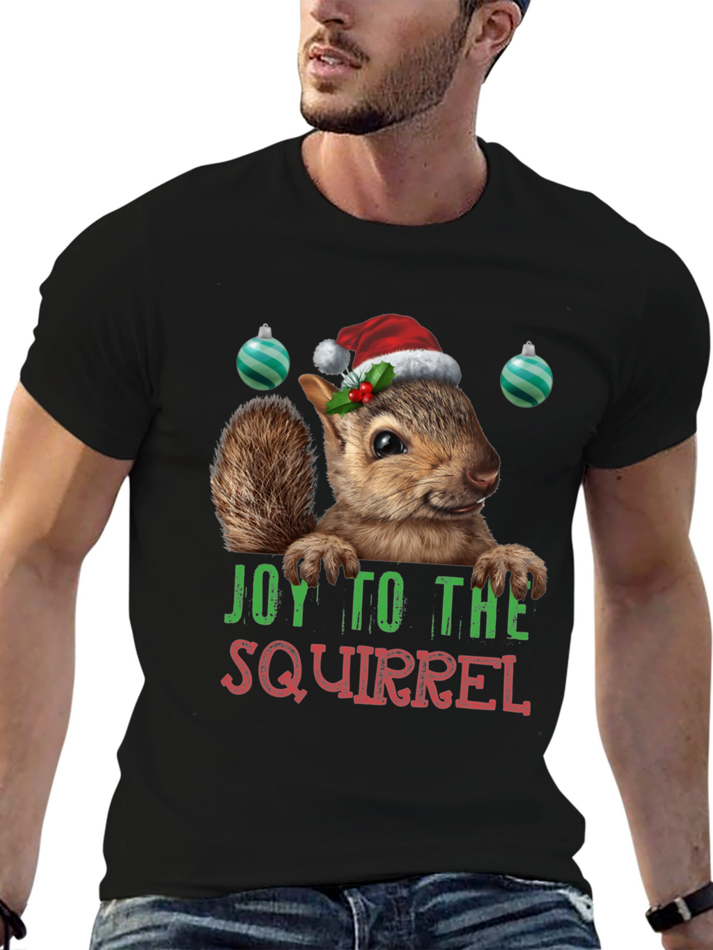 Joy to the Squirrel Christmas Graphic Tee