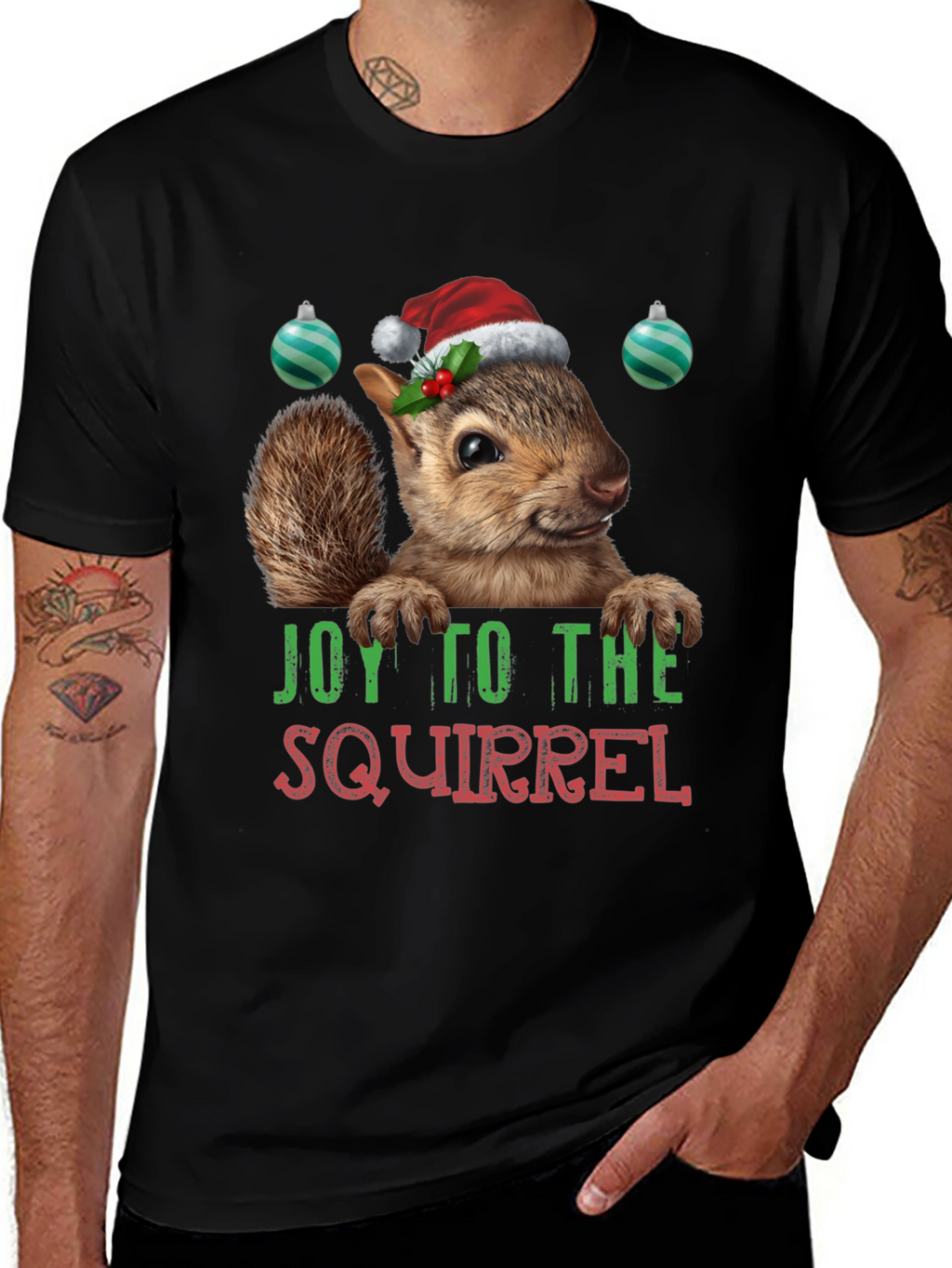 Joy to the Squirrel Christmas Graphic Tee