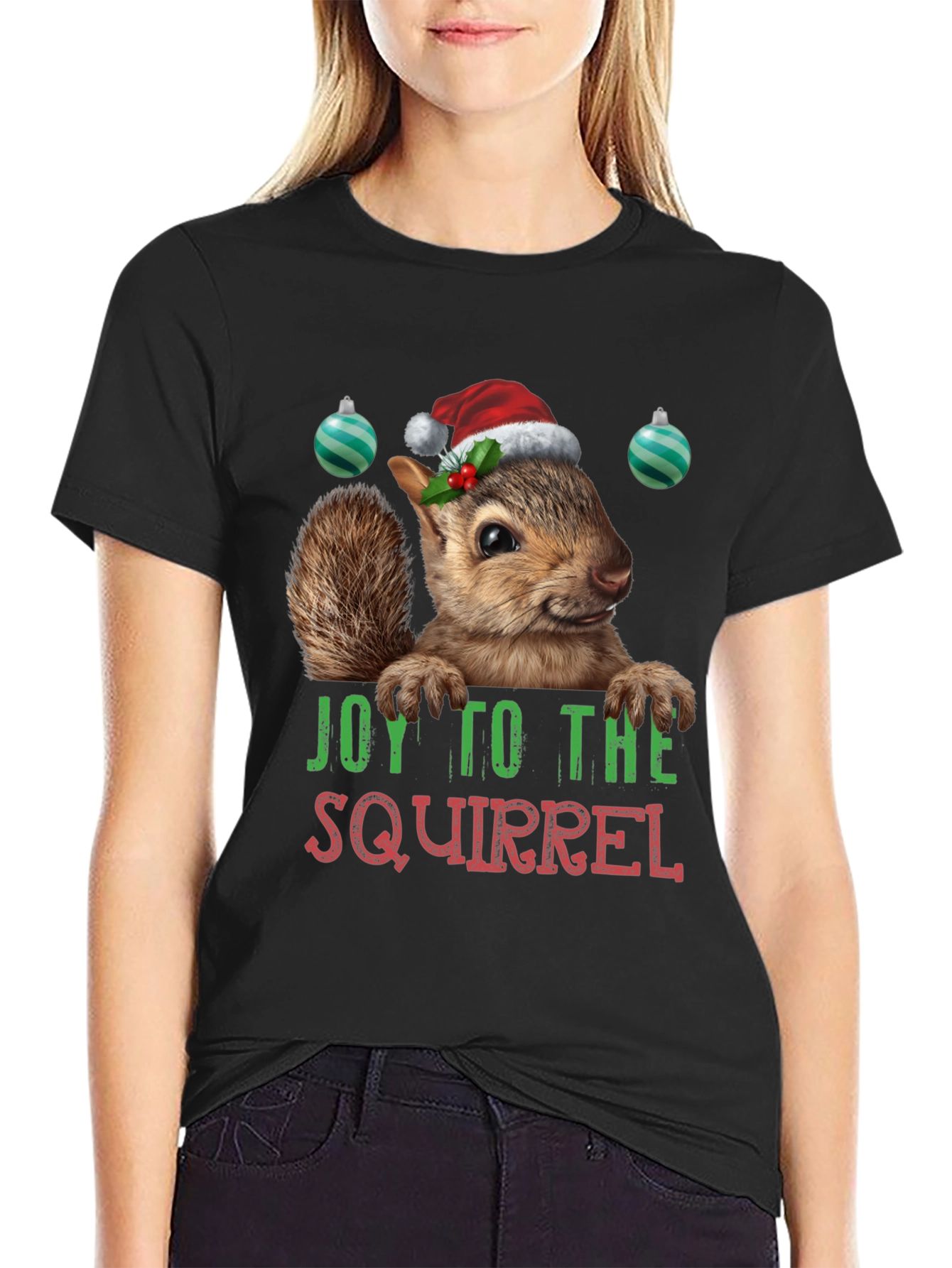 Joy to the Squirrel Christmas Graphic Tee