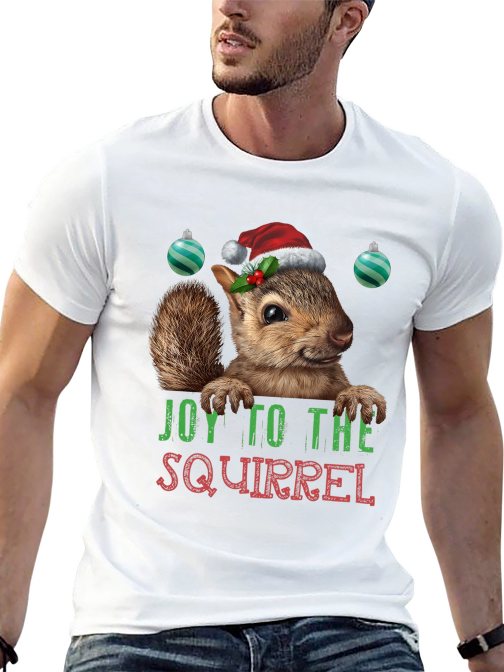 Joy to the Squirrel Christmas Graphic Tee