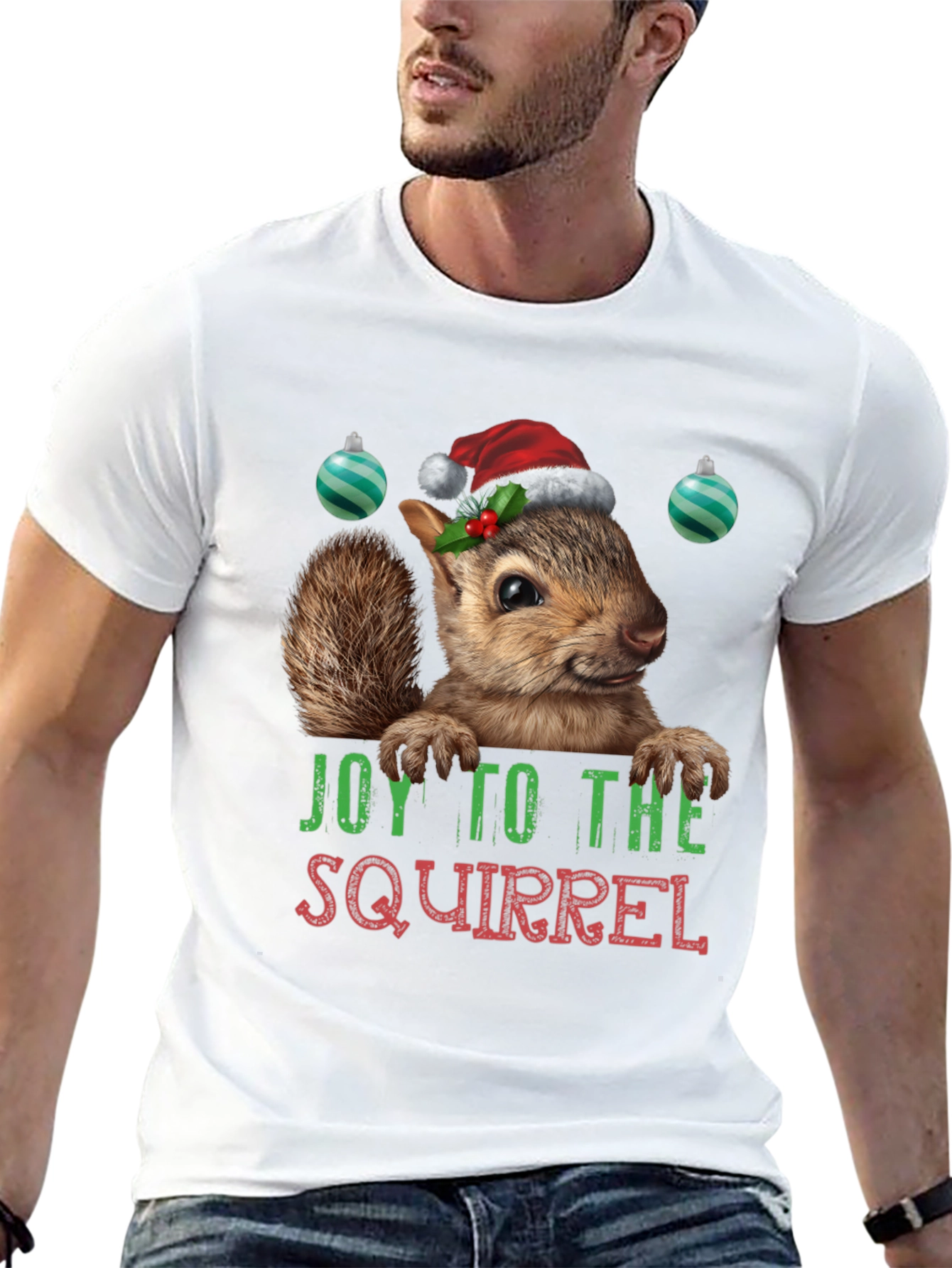 Joy to the Squirrel Christmas Graphic Tee