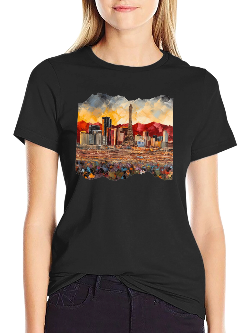 Las Vegas Skyline Black T-Shirt