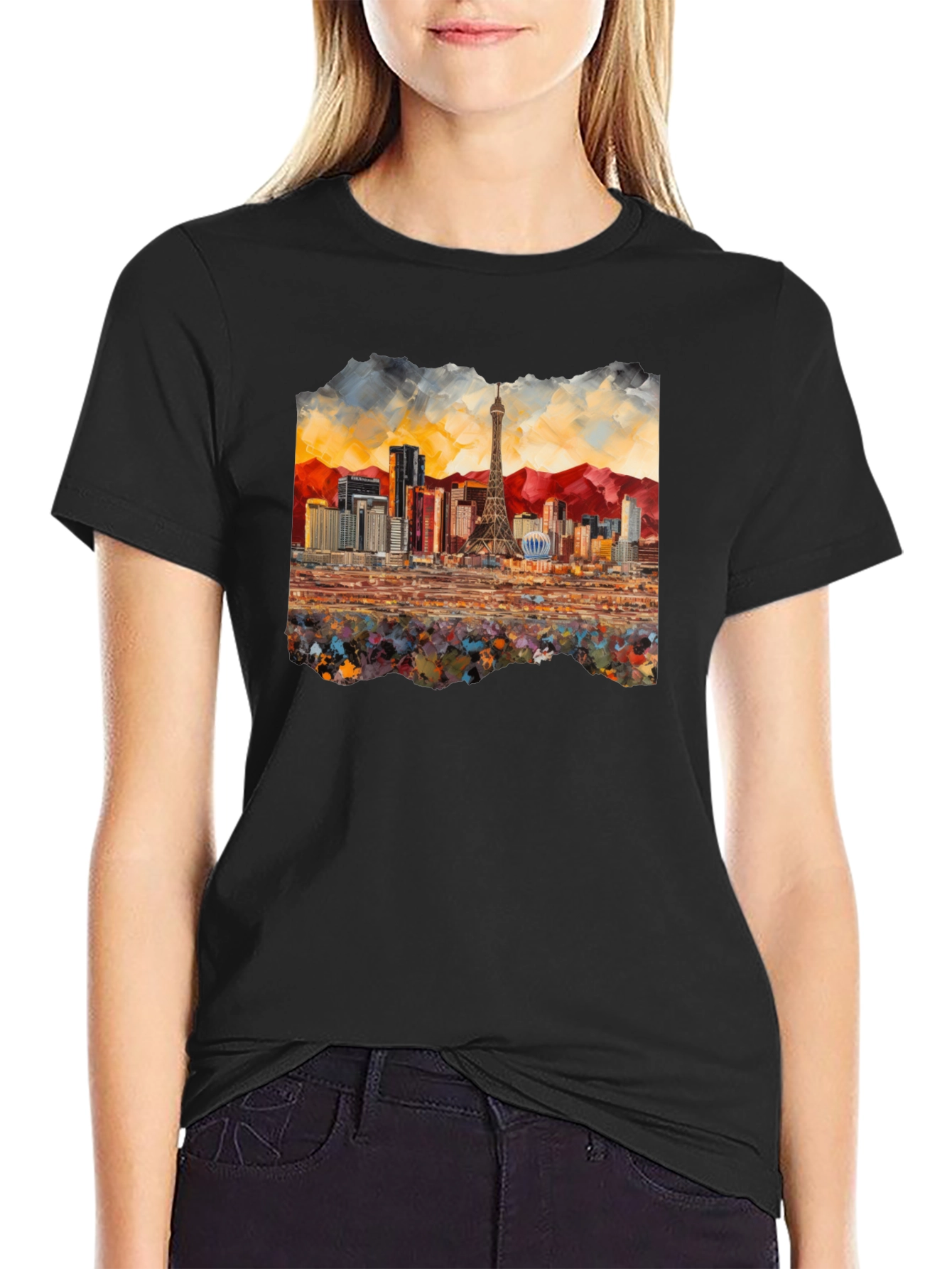 Las Vegas Skyline Black T-Shirt