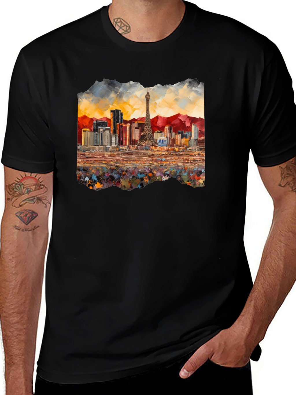 Las Vegas Skyline Black T-Shirt
