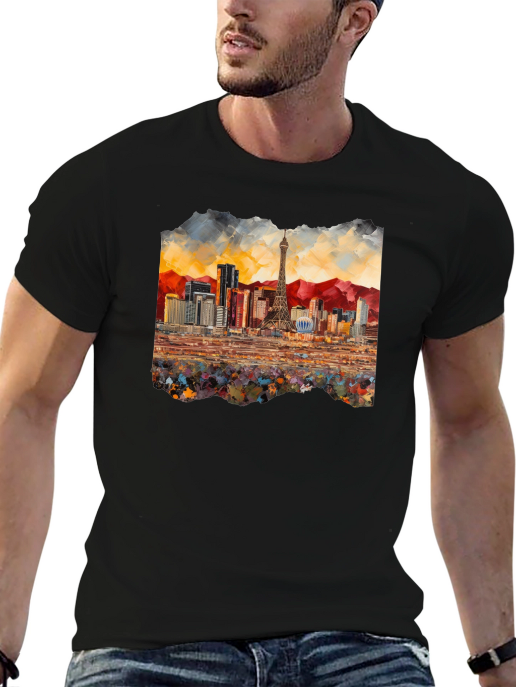 Las Vegas Skyline Black T-Shirt