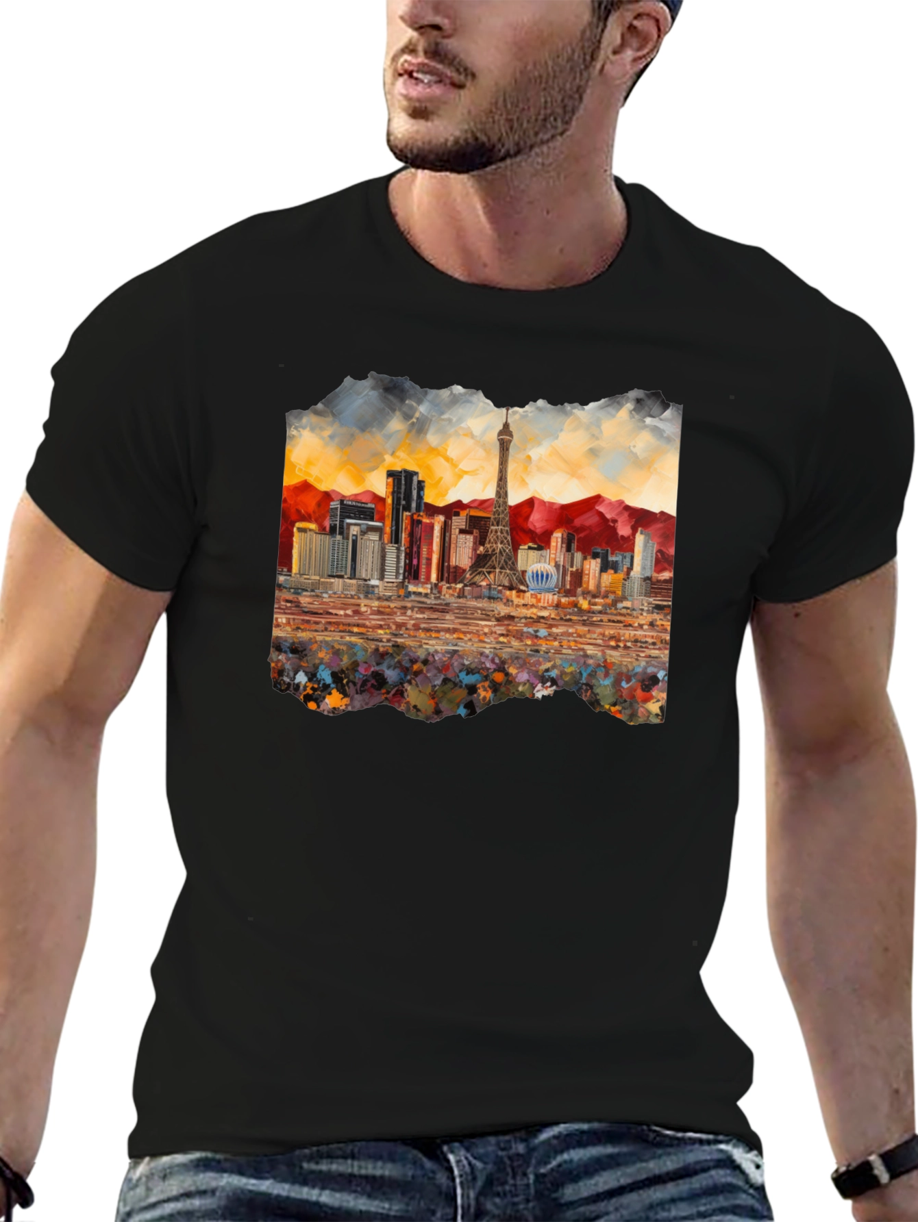 Las Vegas Skyline Black T-Shirt