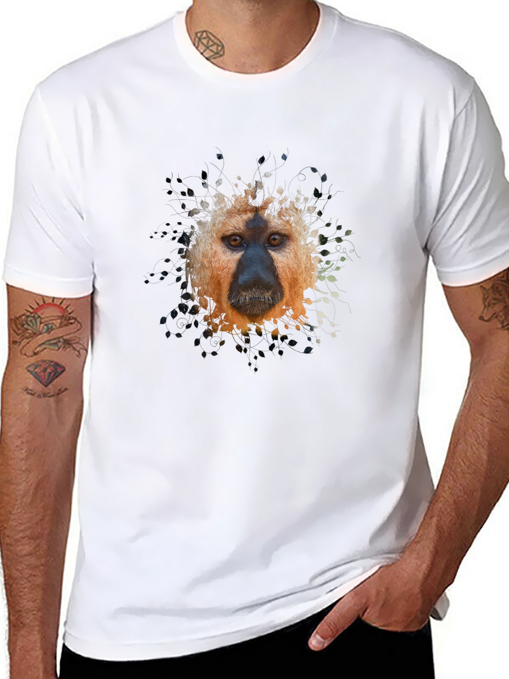 Monkey Portrait Graphic Tee - Black