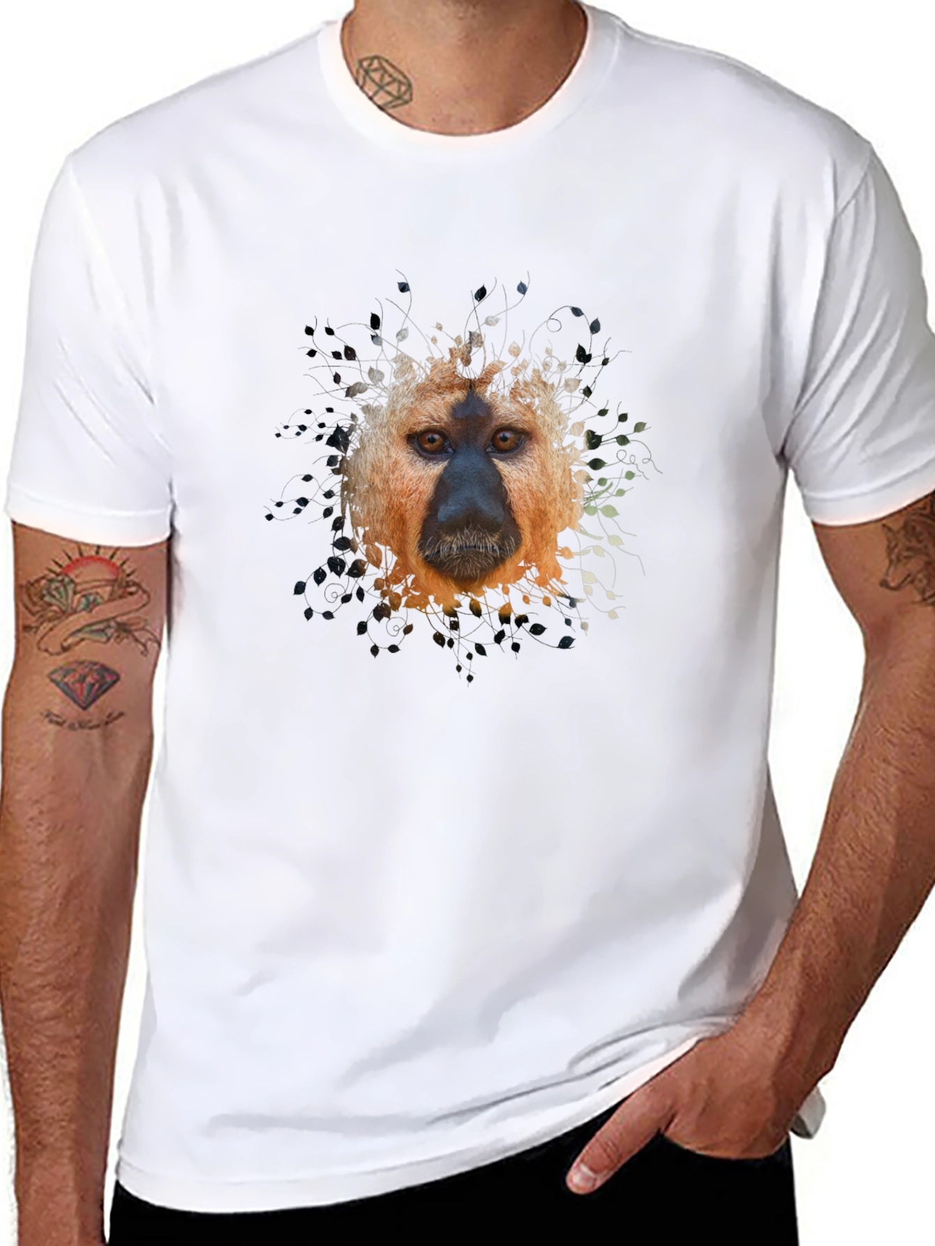 Monkey Portrait Graphic Tee - Black
