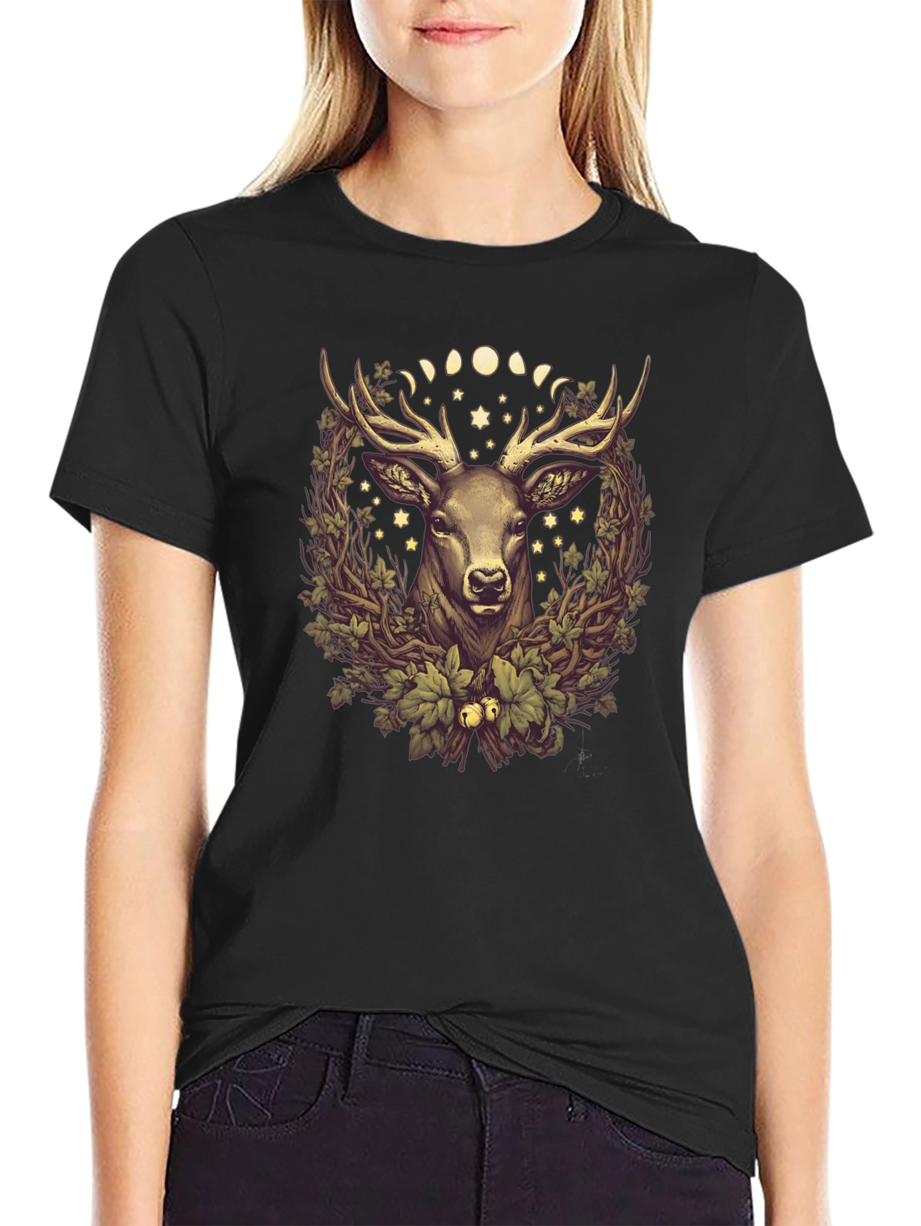 Mystic Deer Graphic Tee - Mens Black T-Shirt