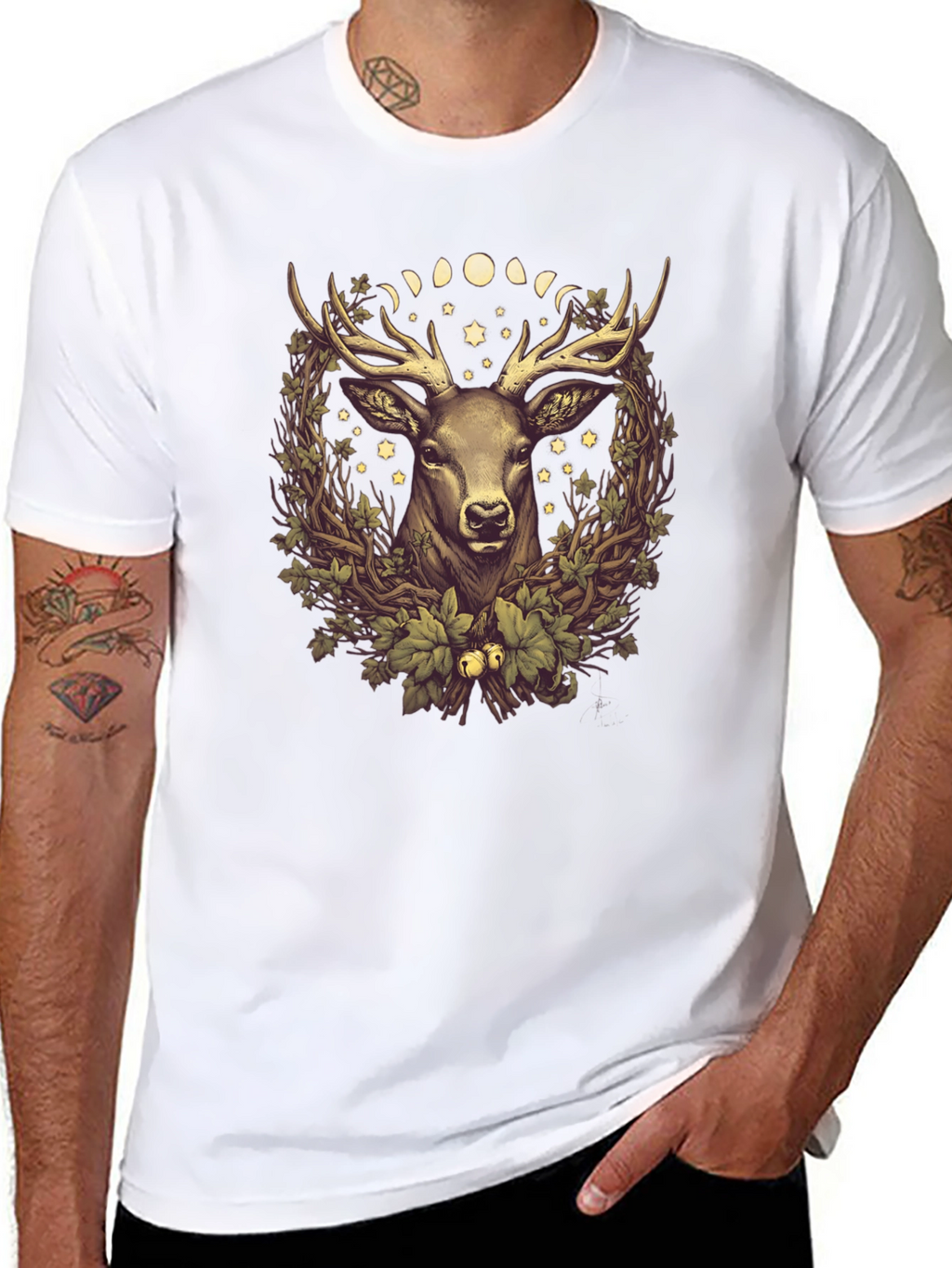 Mystic Deer Graphic Tee - Mens Black T-Shirt