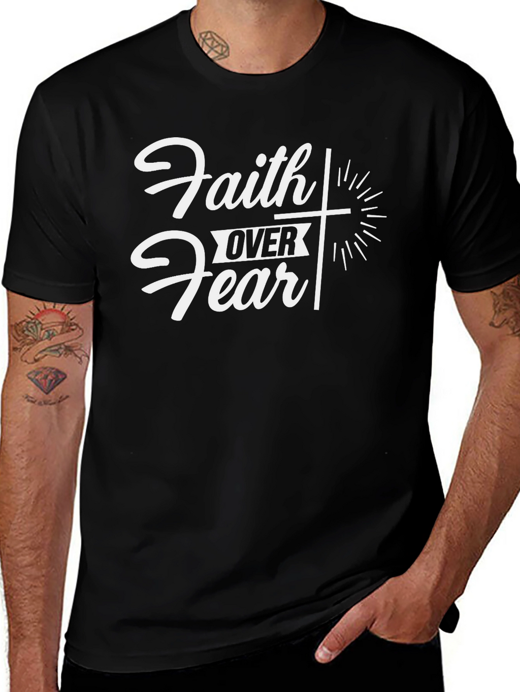 Faith Over Fear Graphic Tee - Christian Apparel