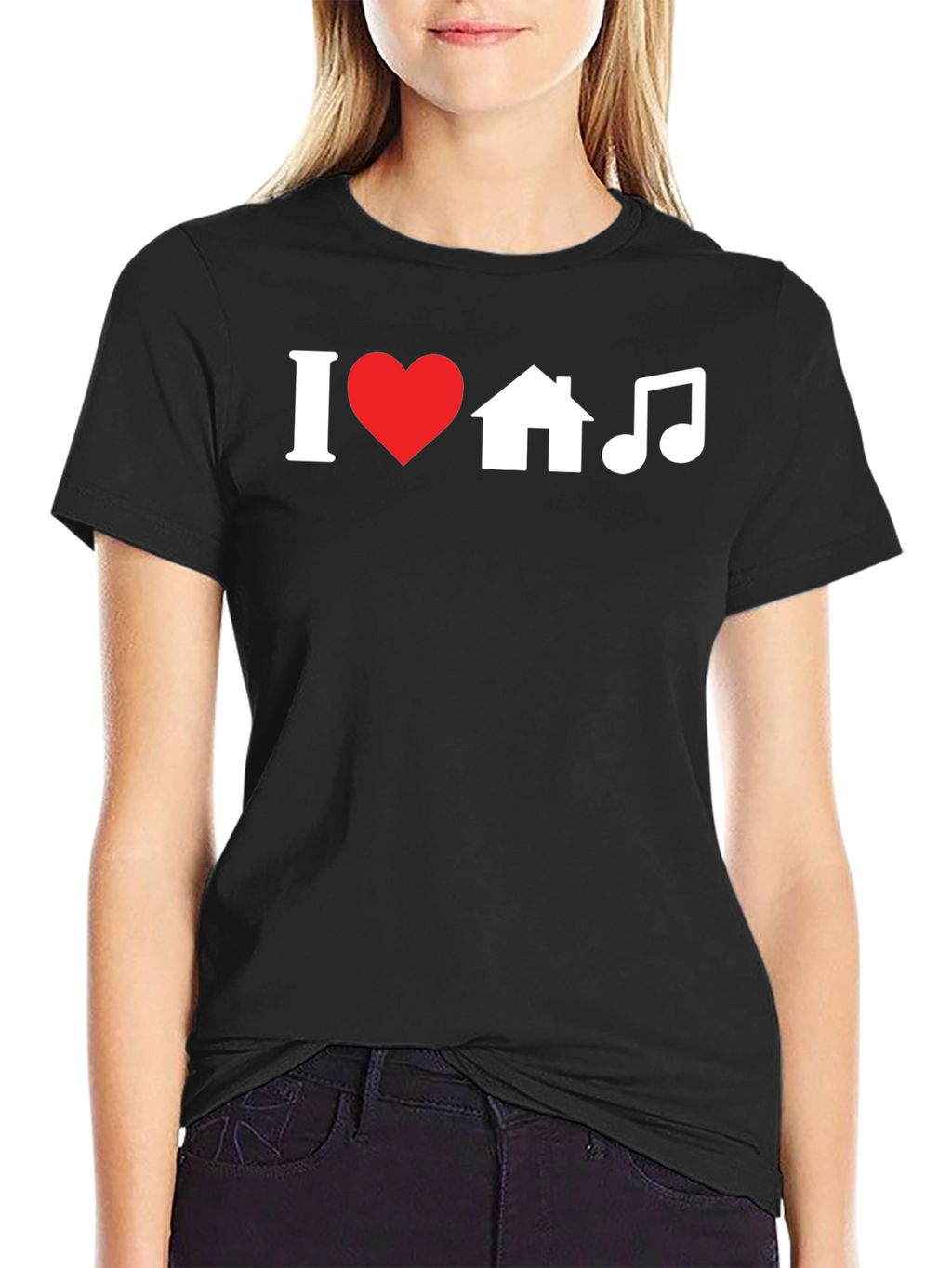 I Heart House Music Black Graphic Tee