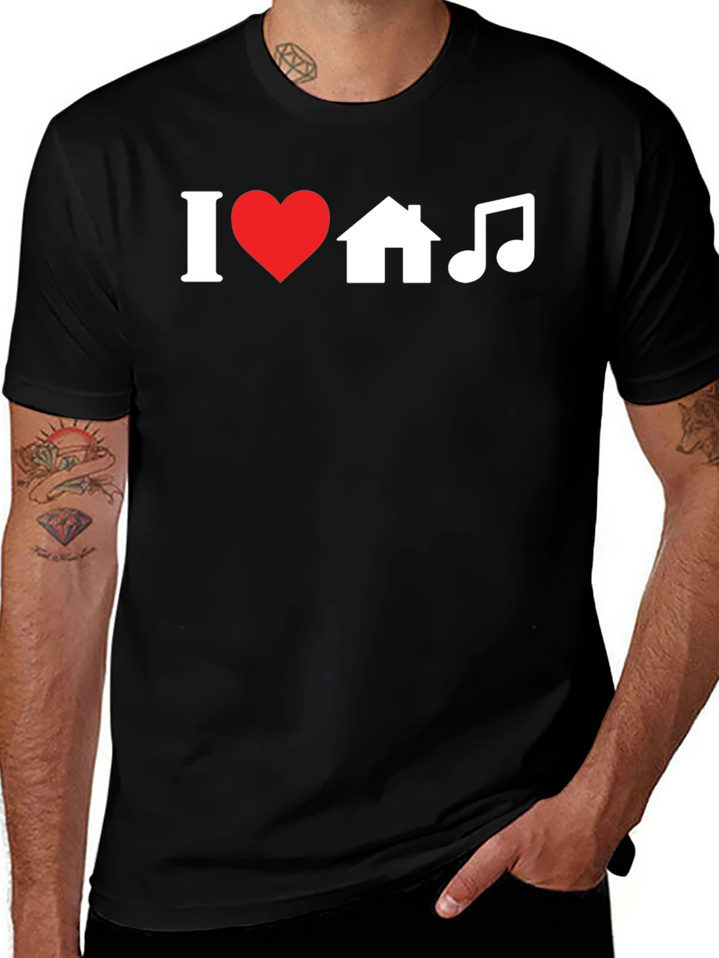 I Heart House Music Black Graphic Tee