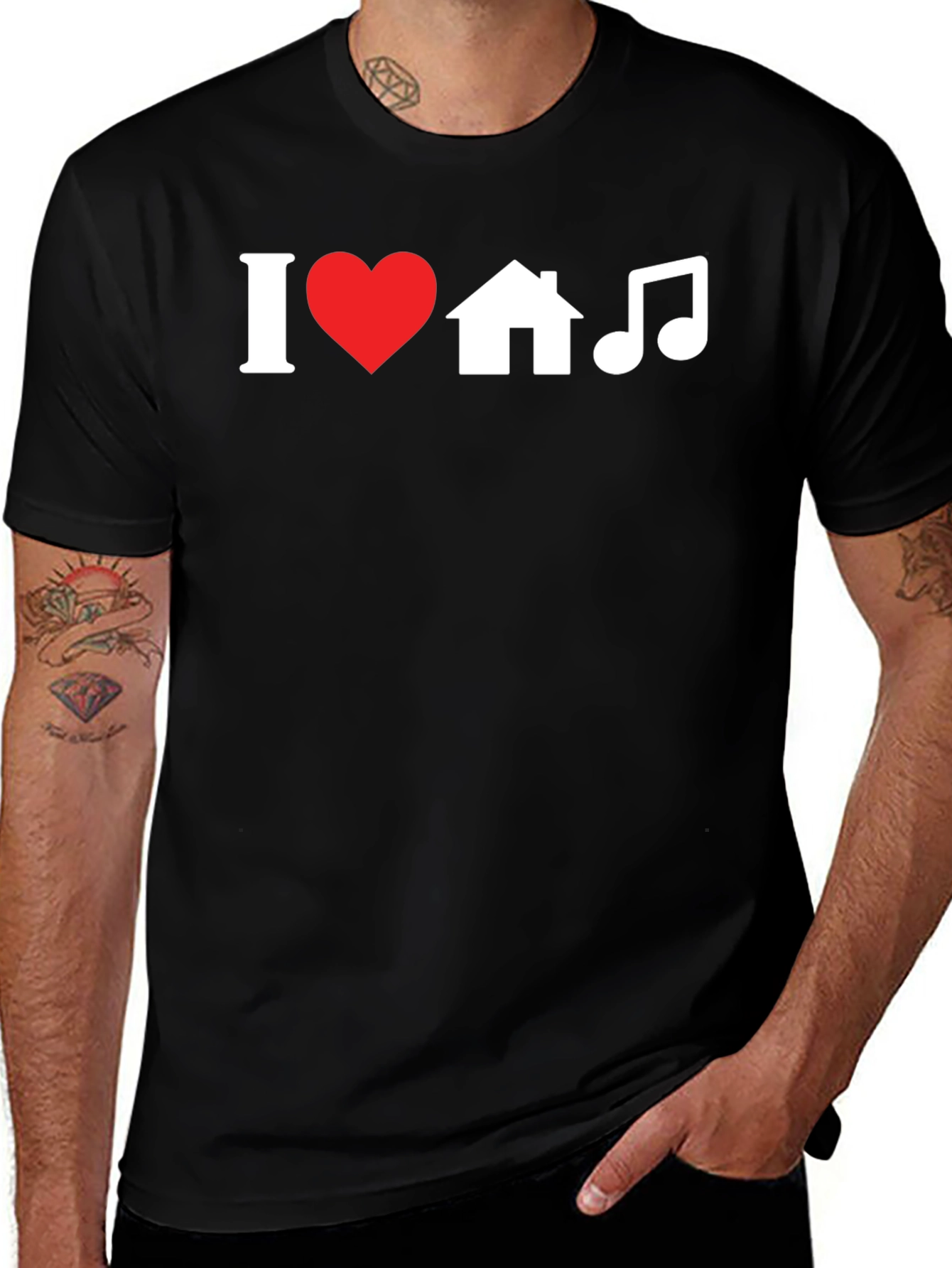 I Heart House Music Black Graphic Tee