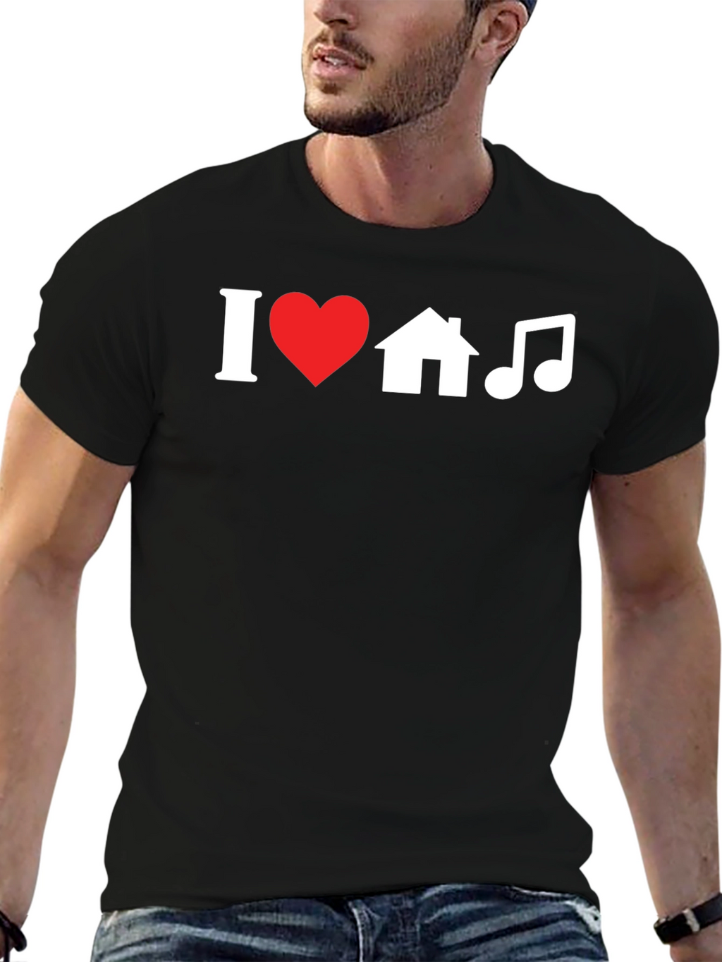 I Heart House Music Black Graphic Tee